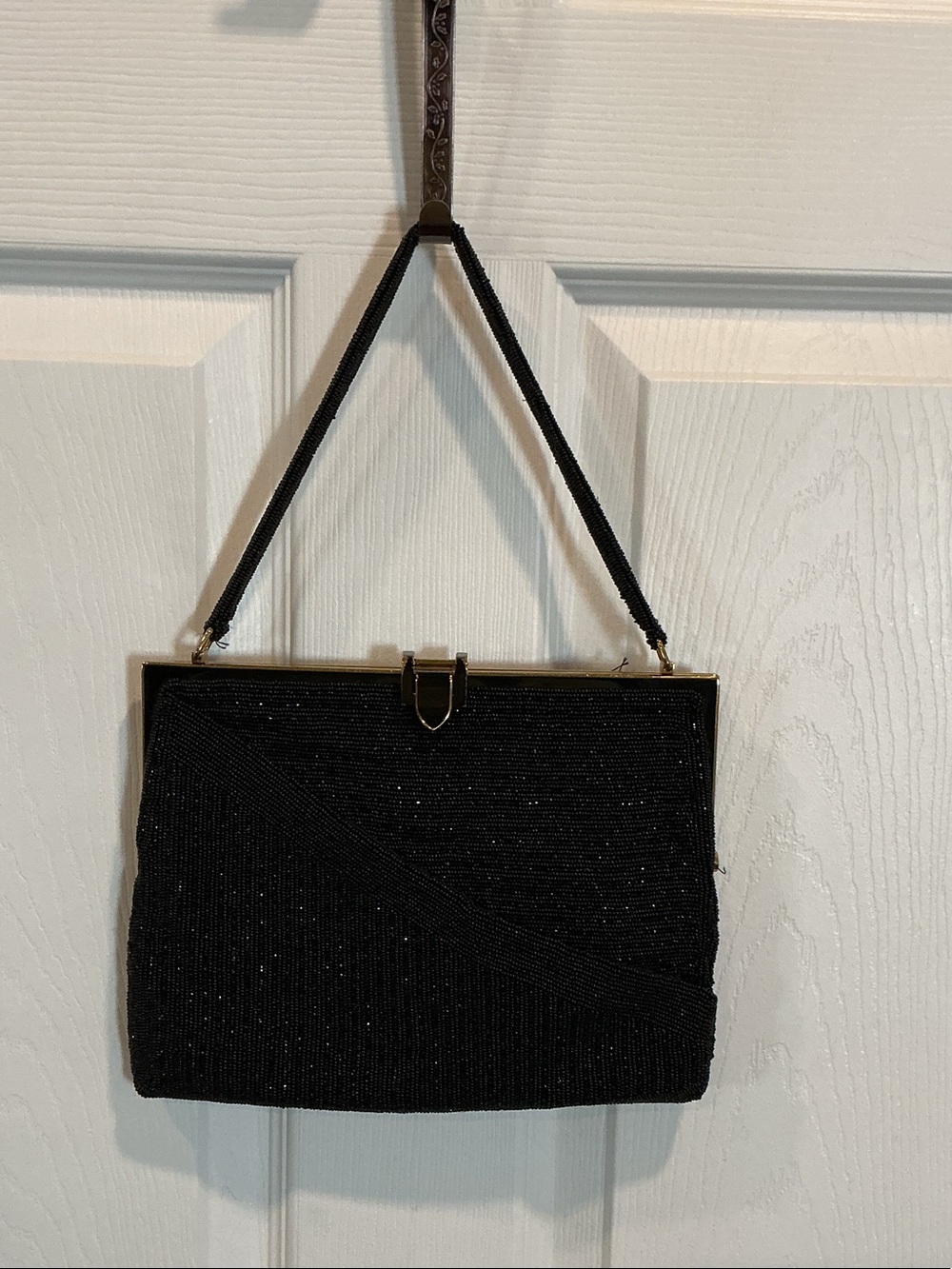 Classic Black Beaded Evening Handbag